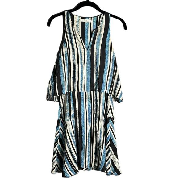 Parker Black and Blue Silk Sleeveless Flowy Layered Dress Size Small - Picture 1 of 9